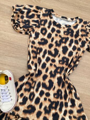 fernandaramoskids com br Vestido Infantil Feminino Manga Curta Animal Print 1