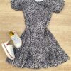 Vestido Infantil Feminino Manga Curta Animal Print Cinza Fernanda Ramos Kids