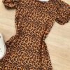 fernandaramoskids com br Vestido Infantil Feminino Manga Curta Animal Print Marrom 1