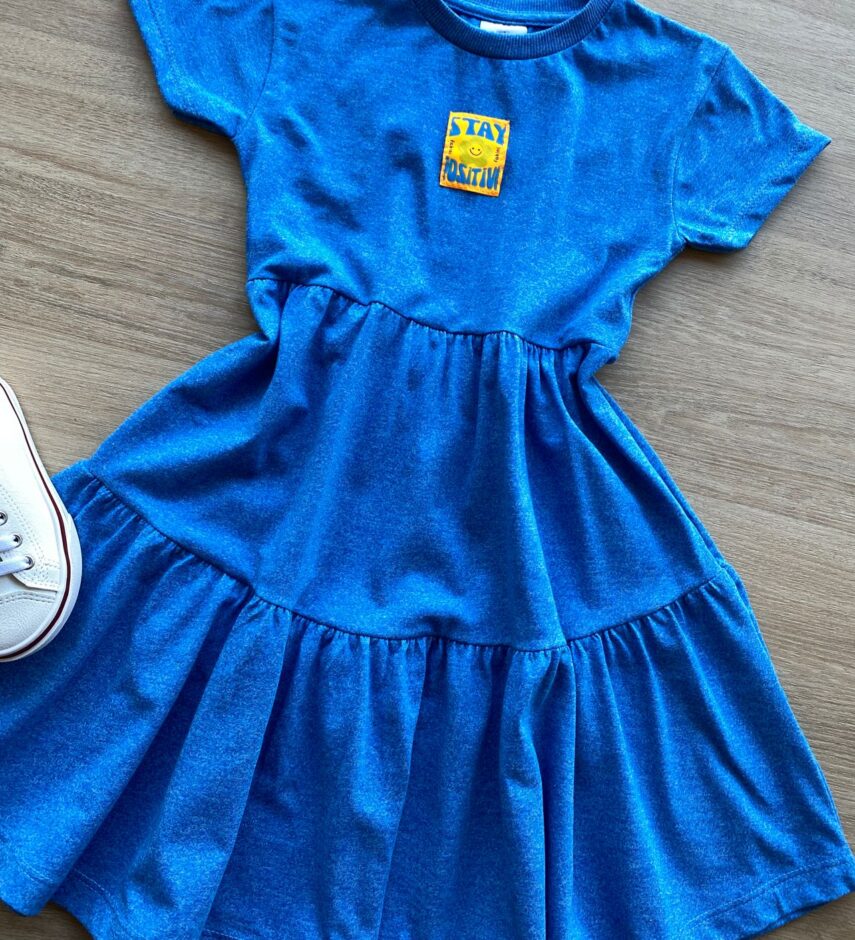 fernandaramoskids com br Vestido Infantil Feminino Manga Curta Azul Cobalto 1