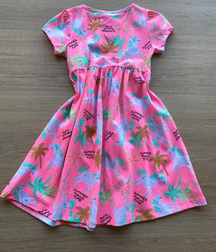 fernandaramoskids com br Vestido Infantil Feminino Manga Curta Estampado Rosa Flúor 2