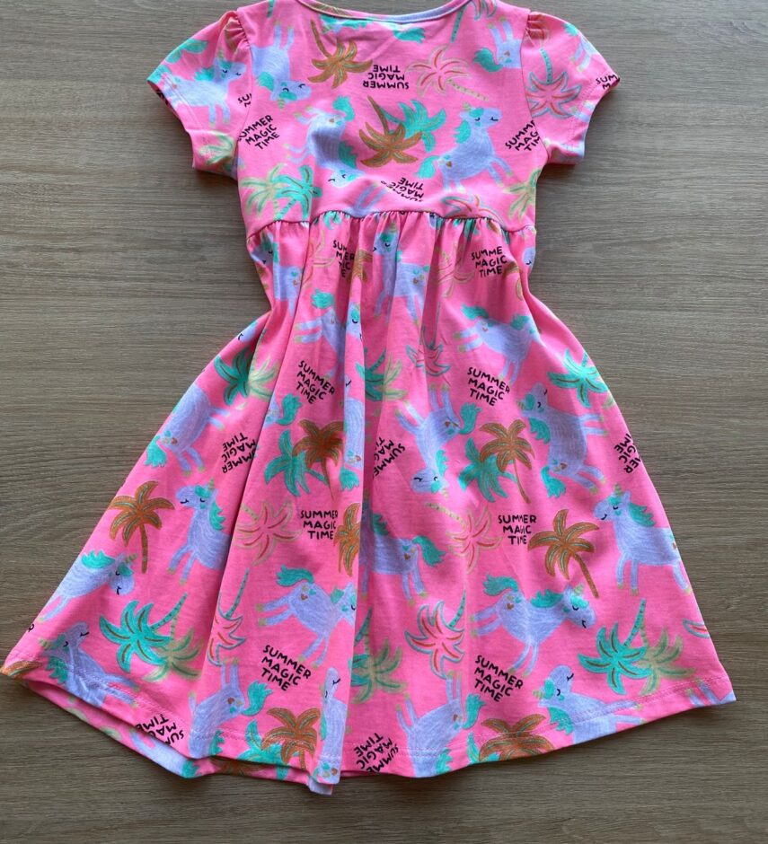fernandaramoskids com br Vestido Infantil Feminino Manga Curta Estampado Rosa Flúor 2