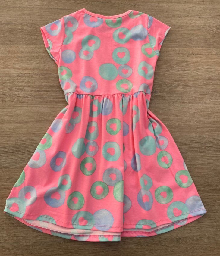 fernandaramoskids com br Vestido Infantil Feminino Manga Curta Malha Estampado Pink Flúor 2
