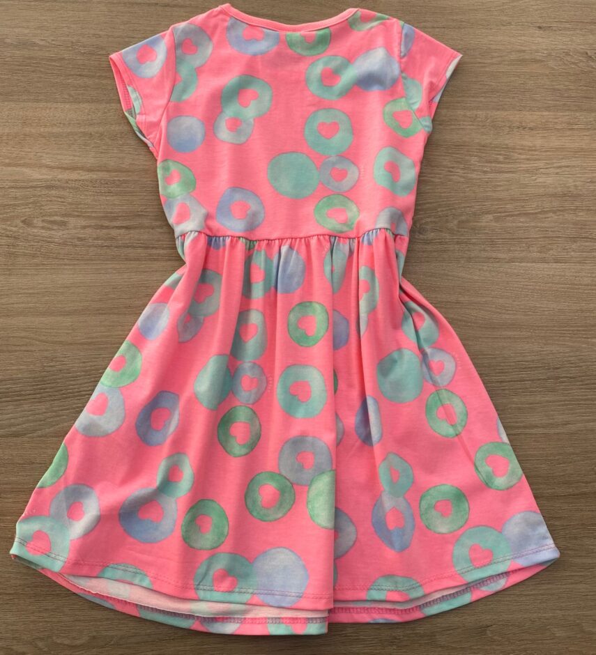 fernandaramoskids com br Vestido Infantil Feminino Manga Curta Malha Estampado Pink Flúor 2