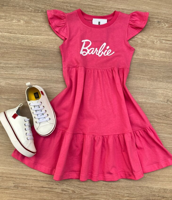 Vestido Infantil Feminino Manga Curta Pink Alegria Fernanda Ramos Kids