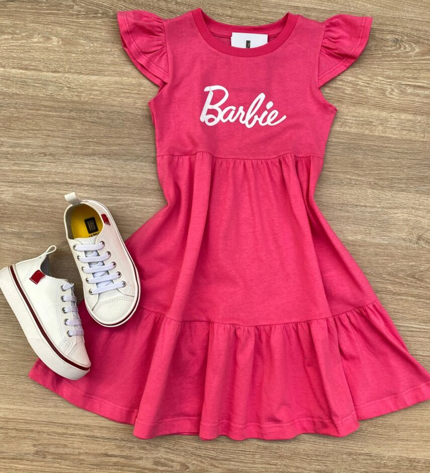Vestido Infantil Feminino Manga Curta Pink Alegria Fernanda Ramos Kids
