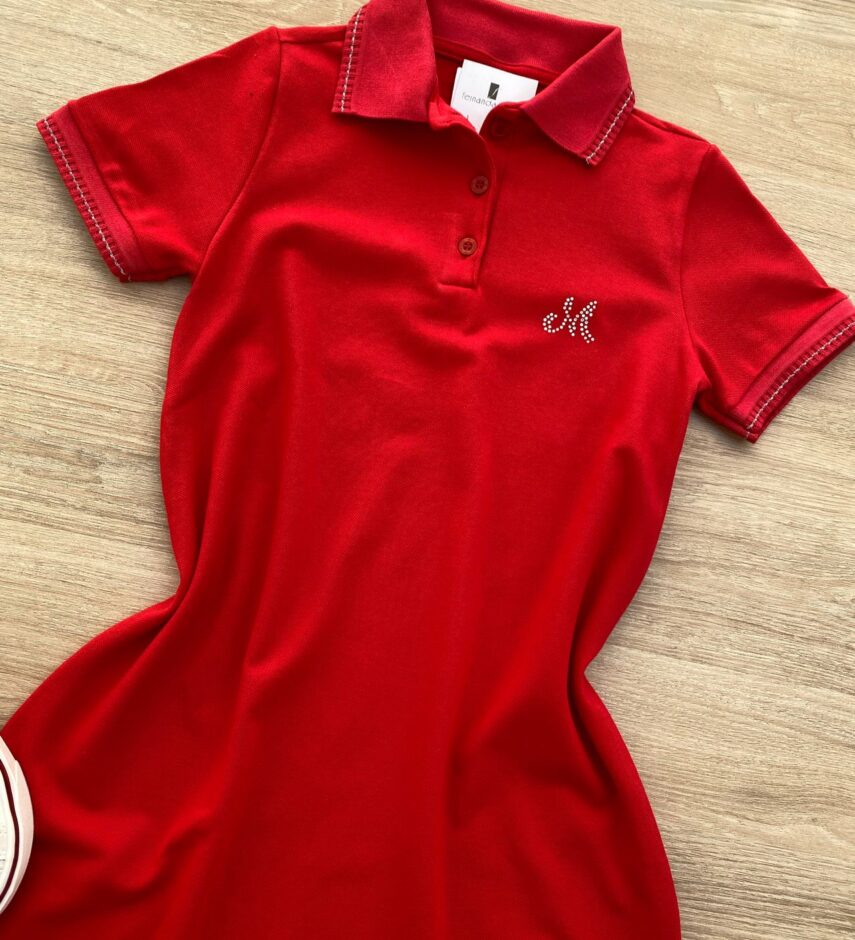 fernandaramoskids com br Vestido Infantil Feminino Piquet Confort Gola Polo Vermelho 1
