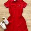 Vestido Infantil Feminino Piquet Confort Gola Polo Vermelho Fernanda Ramos Kids