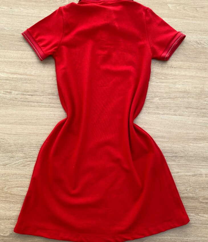 fernandaramoskids com br Vestido Infantil Feminino Piquet Confort Gola Polo Vermelho 2