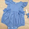 fernandaramoskids com br Vestido Infantil Feminino Poá Azul com Faixa de Cabelo 1