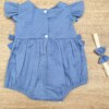 fernandaramoskids com br Vestido Infantil Feminino Poá Azul com Faixa de Cabelo 2