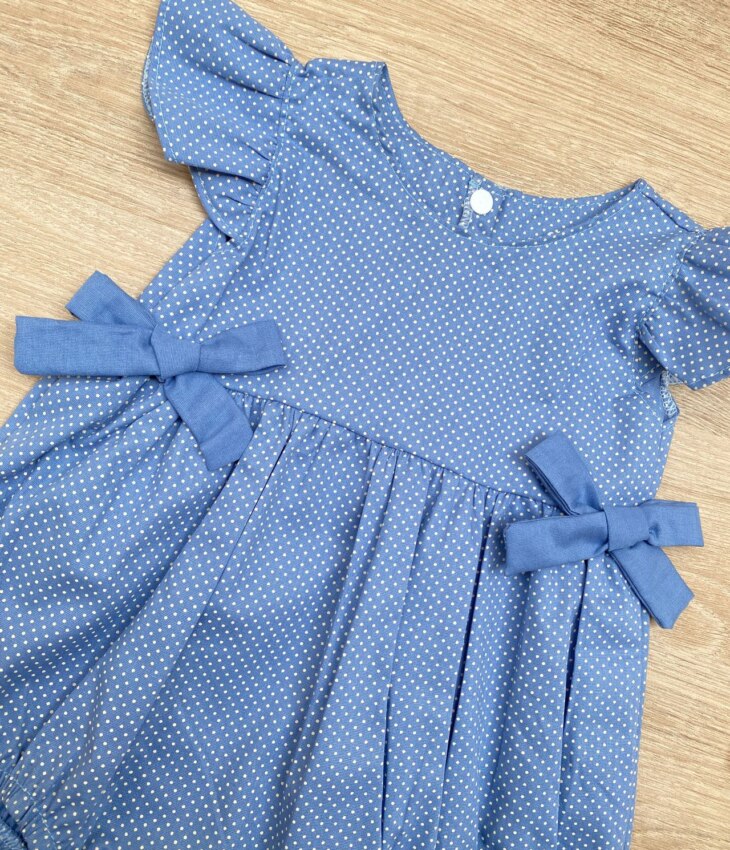 fernandaramoskids com br Vestido Infantil Feminino Poá Azul com Faixa de Cabelo 3