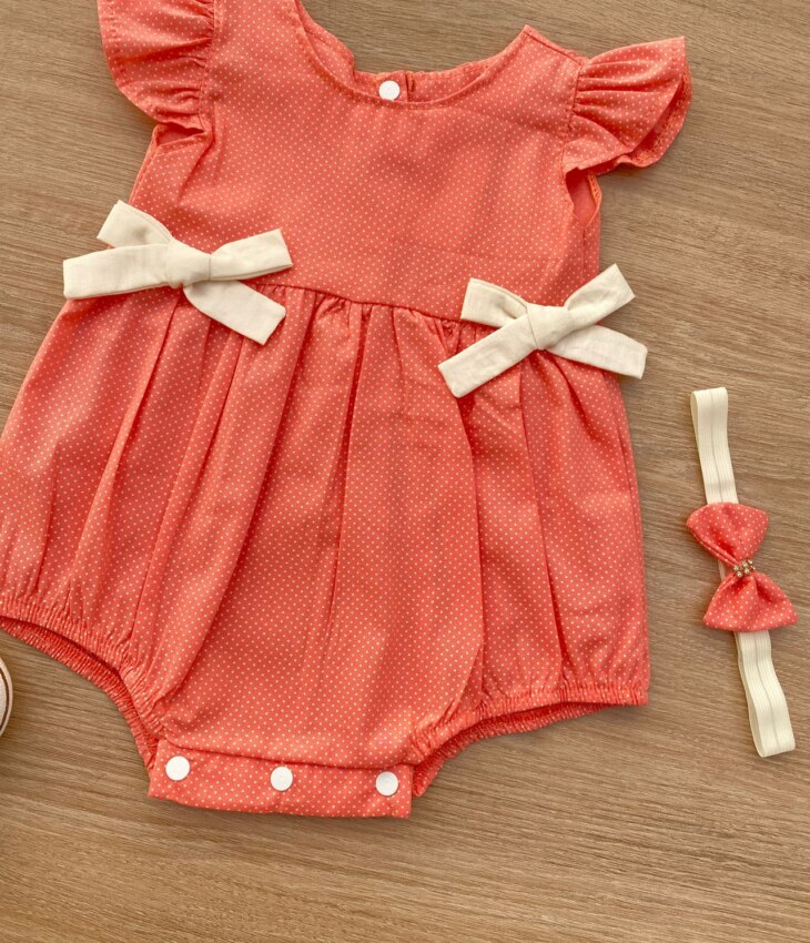 fernandaramoskids com br Vestido Infantil Feminino Poá Rosa com Faixa de Cabelo 1