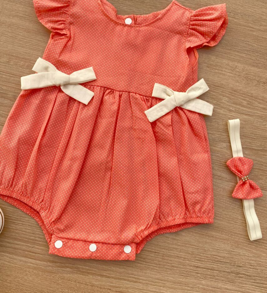 fernandaramoskids com br Vestido Infantil Feminino Poá Rosa com Faixa de Cabelo 1