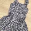 fernandaramoskids com br Vestido Infantil Feminino Soltinho Alça com Babado Animal Print Cinza 1