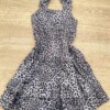 fernandaramoskids com br Vestido Infantil Feminino Soltinho Alça com Babado Animal Print Cinza 2