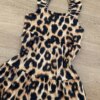 fernandaramoskids com br Vestido Infantil Feminino Soltinho Alça com Babado Animal Print Marrom 1