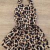 fernandaramoskids com br Vestido Infantil Feminino Soltinho Alça com Babado Animal Print Marrom 2