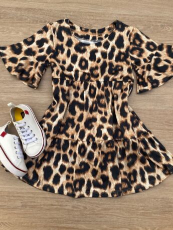 Vestido Infantil Feminino Soltinho Animal Print Fernanda Ramos Kids