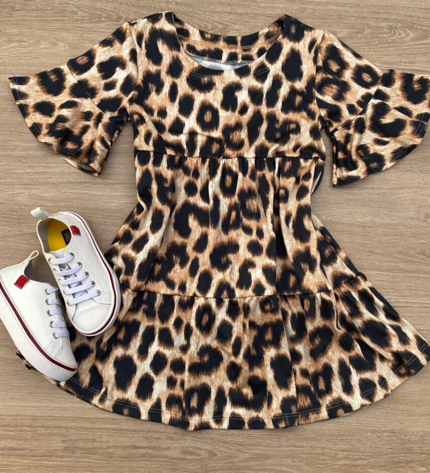 Vestido Infantil Feminino Soltinho Animal Print Fernanda Ramos Kids