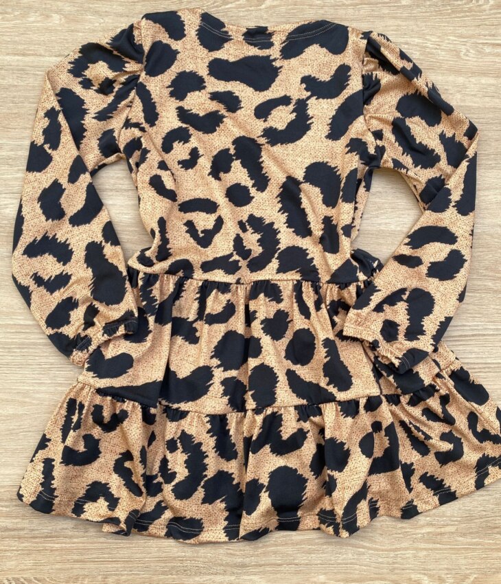 fernandaramoskids com br Vestido Infantil Feminino Soltinho Manga Longa Animal Print 2