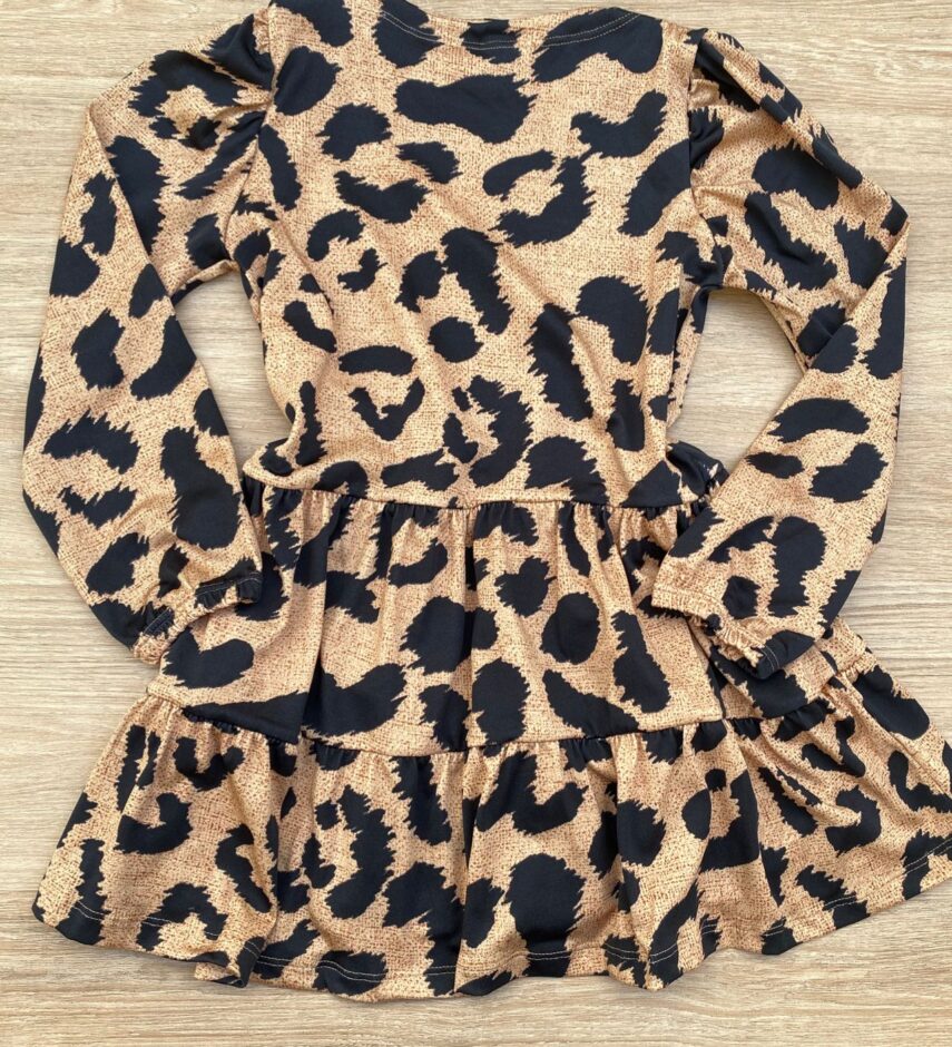 fernandaramoskids com br Vestido Infantil Feminino Soltinho Manga Longa Animal Print 2