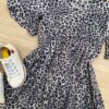 fernandaramoskids com br Vestido Infantil Feminino Soltinho Manga Curta Animal Print Cinza 1