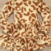 fernandaramoskids com br Vestido Infantil Feminino Soltinho Manga Longa Animal Print Bege 2