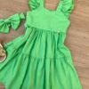 fernandaramoskids com br Vestido Infantil Feminino Verde com Faixa de Cabelo 1