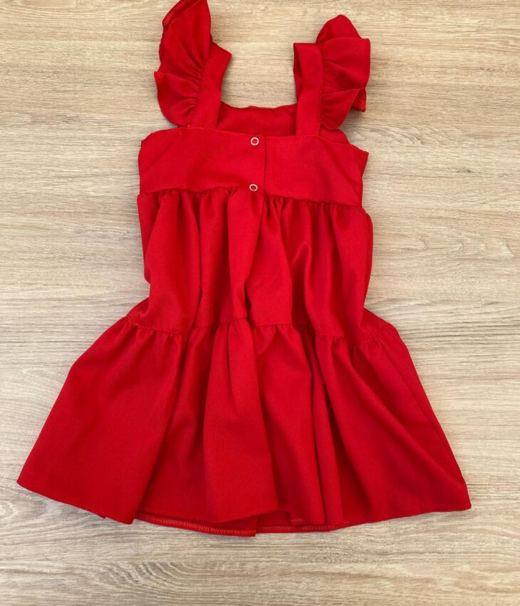fernandaramoskids com br Vestido Infantil Feminino Vermelho com Faixa de Cabelo 2