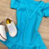 fernandaramoskids com br Vestido Infantil Feminino Zíper Atrás Azul Piscina com Detalhe 1