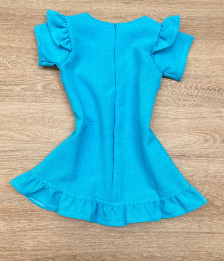 fernandaramoskids com br Vestido Infantil Feminino Zíper Atrás Azul Piscina com Detalhe 2