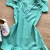 fernandaramoskids com br Vestido Infantil Feminino Zíper Atrás Verde Água com Detalhe 1