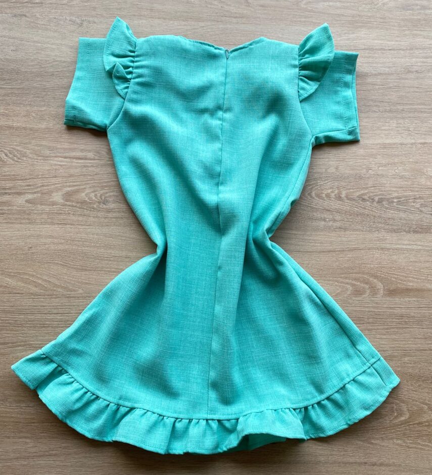 fernandaramoskids com br Vestido Infantil Feminino Zíper Atrás Verde Água com Detalhe 2
