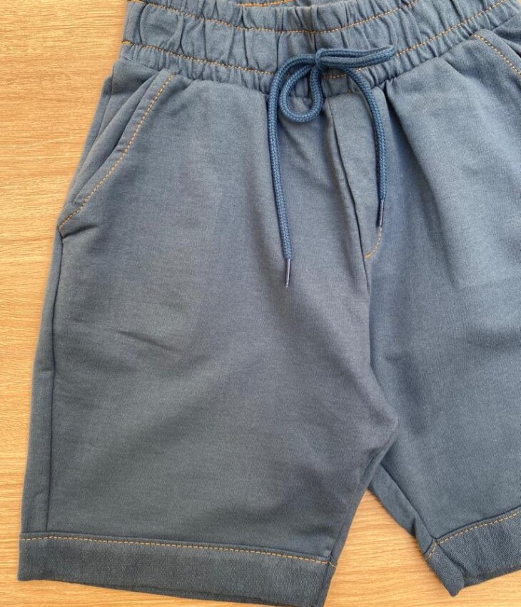 fernandaramoskids com br Bermuda Masculina Juvenil Moletom Azul com Cordão2
