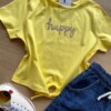 fernandaramoskids com br Blusa Cropped Infantil Feminino Happy com Amarração Amarelo 1