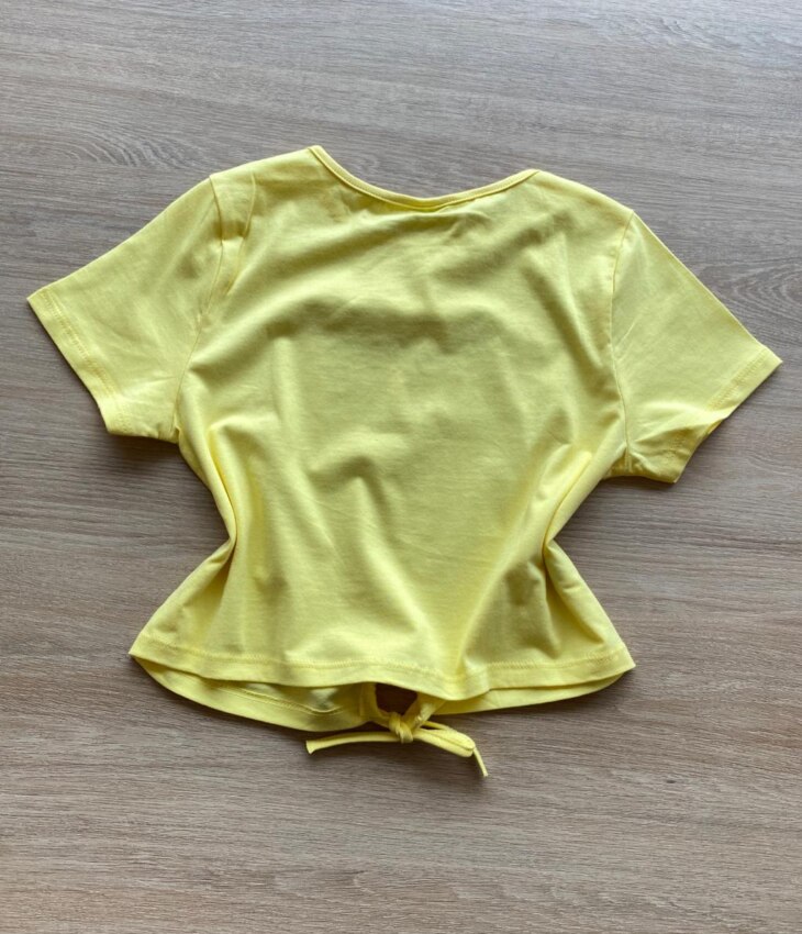 fernandaramoskids com br Blusa Cropped Infantil Feminino Happy com Amarração Amarelo 2