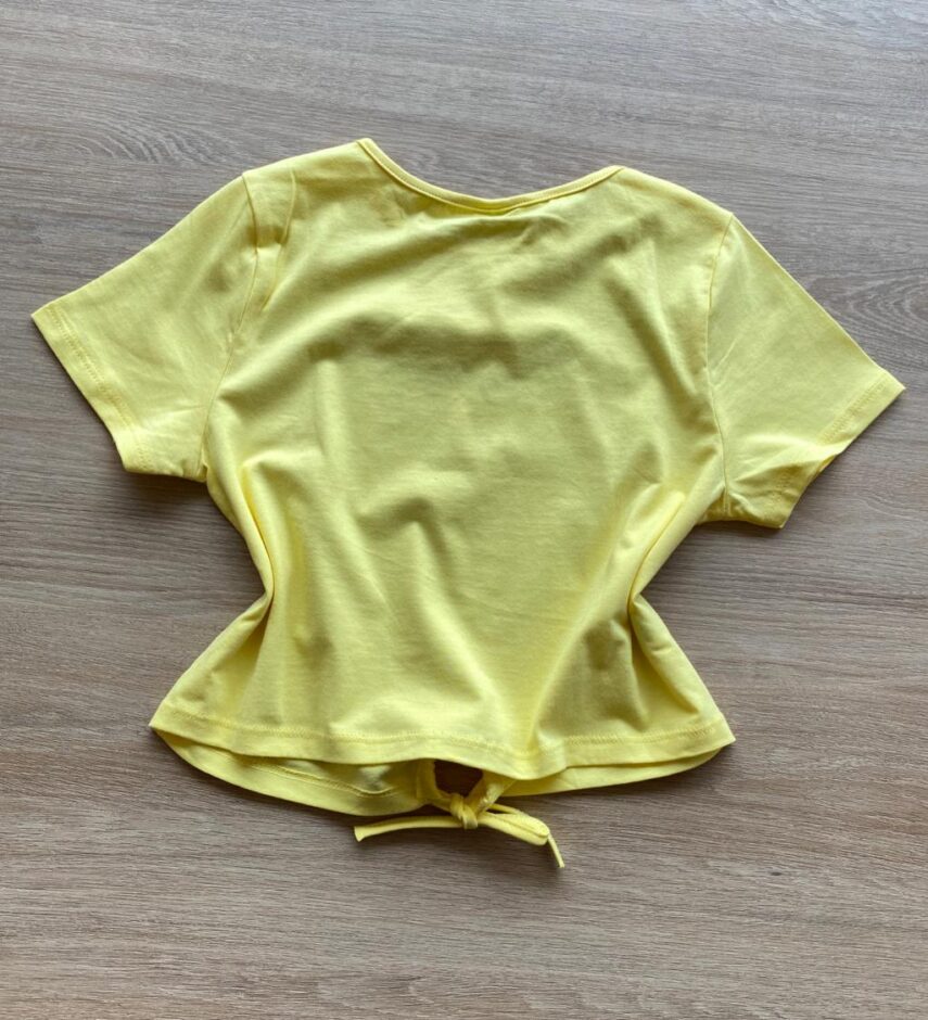fernandaramoskids com br Blusa Cropped Infantil Feminino Happy com Amarração Amarelo 2
