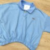 fernandaramoskids com br Blusa Cropped Infantil Feminino Polo Azul 1