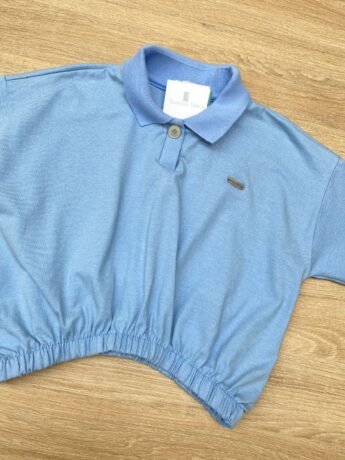 fernandaramoskids com br Blusa Cropped Infantil Feminino Polo Azul 1