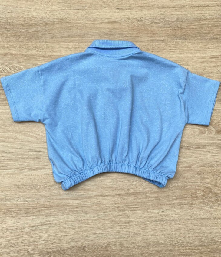fernandaramoskids com br Blusa Cropped Infantil Feminino Polo Azul 2