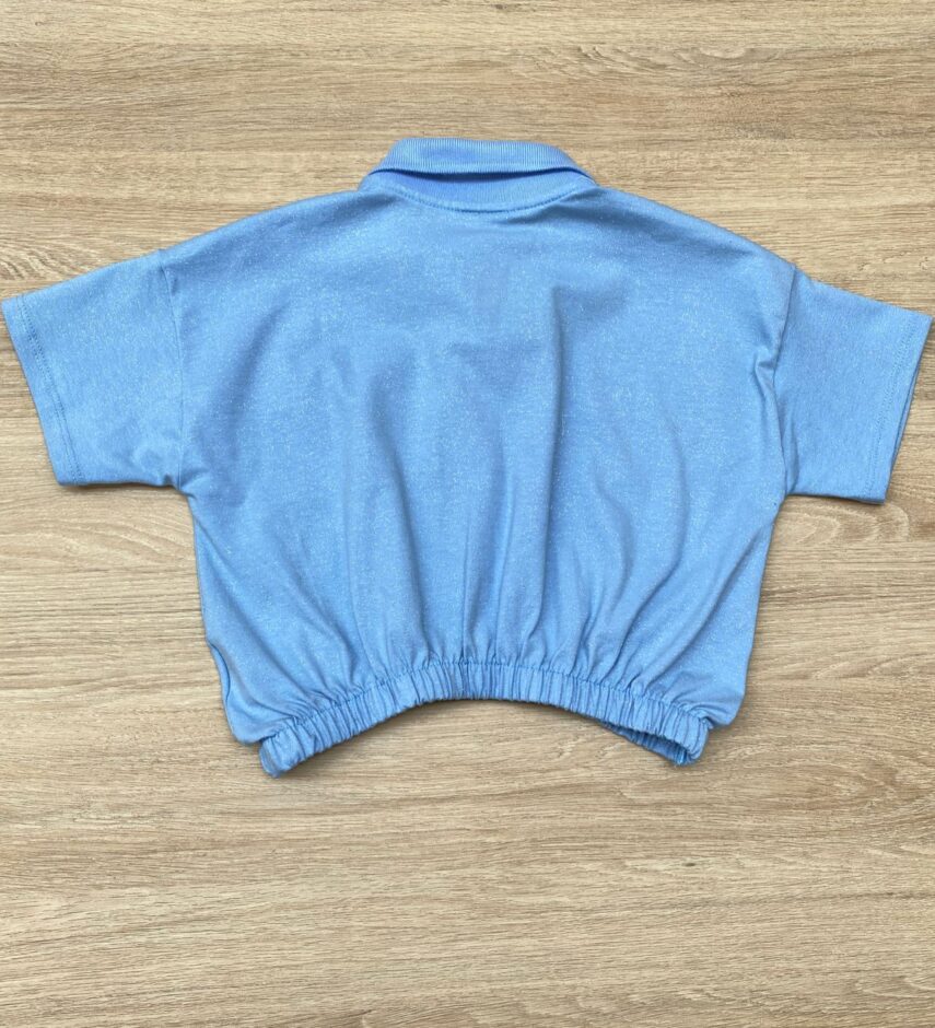 fernandaramoskids com br Blusa Cropped Infantil Feminino Polo Azul 2