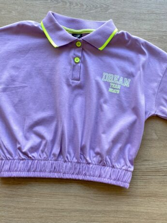 fernandaramoskids com br Blusa Cropped Infantil Feminino Polo Lilás Dream Team 1
