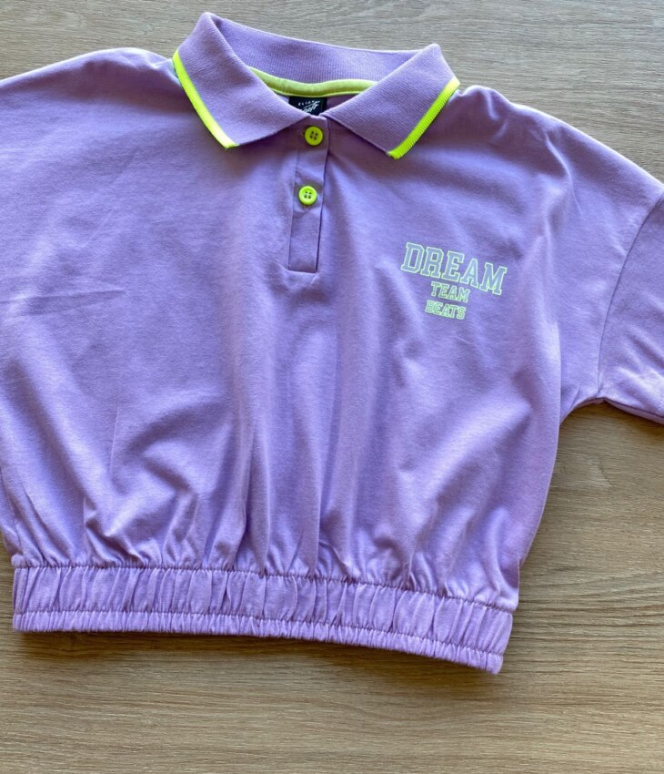 fernandaramoskids com br Blusa Cropped Infantil Feminino Polo Lilás Dream Team 1