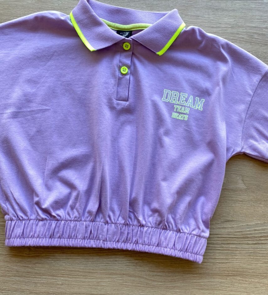 fernandaramoskids com br Blusa Cropped Infantil Feminino Polo Lilás Dream Team 1