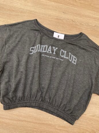 fernandaramoskids com br Blusa Cropped Infantil Feminino Sunday Club Cinza 1