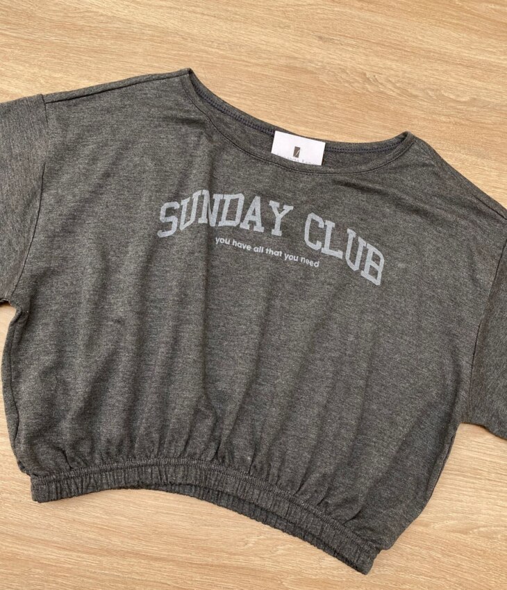 fernandaramoskids com br Blusa Cropped Infantil Feminino Sunday Club Cinza 1