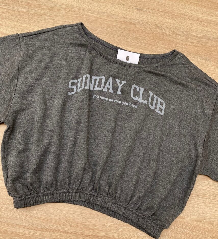 fernandaramoskids com br Blusa Cropped Infantil Feminino Sunday Club Cinza 1