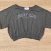 Blusa Cropped Infantil Feminino Sunday Club Cinza Fernanda Ramos Kids