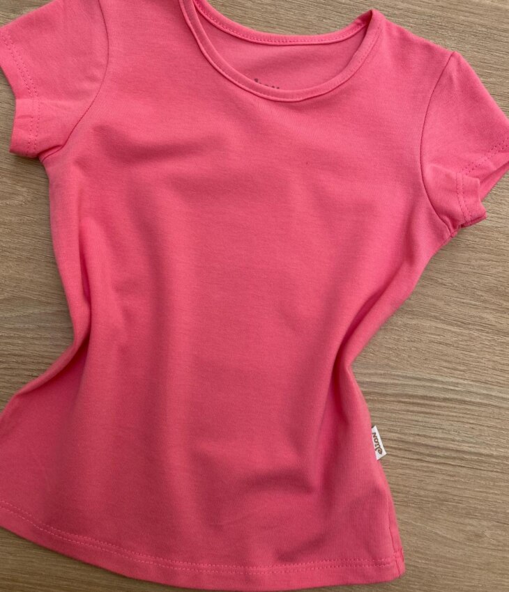 fernandaramoskids com br Blusa Manga Curta Infantil Feminina Gola Redonda Rosa 1